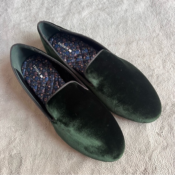 Birdies Shoes - Birdies The Starling Evergreen Velvet Round Toe Loafer Flat Emerald Green Sz 10